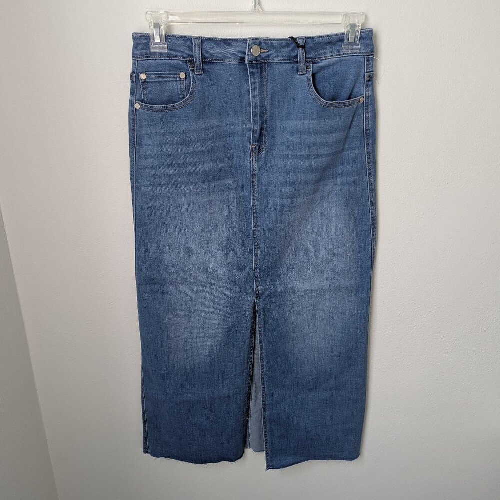 NWT Oat New York Long Jean Skirt With Front Slit, 8